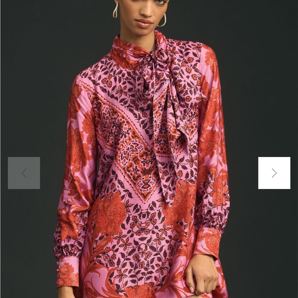 Maeve Caroline Pink and Red Mini Dress Anthropologie